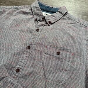 Vissla Shirt Mens Medium Gray Short Sleeve Button Up Pocket Surf Costal Outdoor